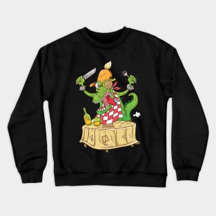 crocodile eating cartoon illustration Crewneck Sweatshirt